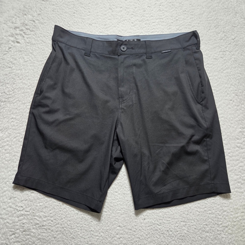 Travis Mathew Shorts Mens 34 Black Textured Athletic Gym Training Workout Active